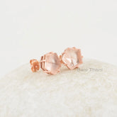 Beautiful Morganite Studs, Morganite Star Shape 11x11mm Silver Gemstone Earrings, Handmade Rose Gold Plated Prong Set Studs Earring For Girl